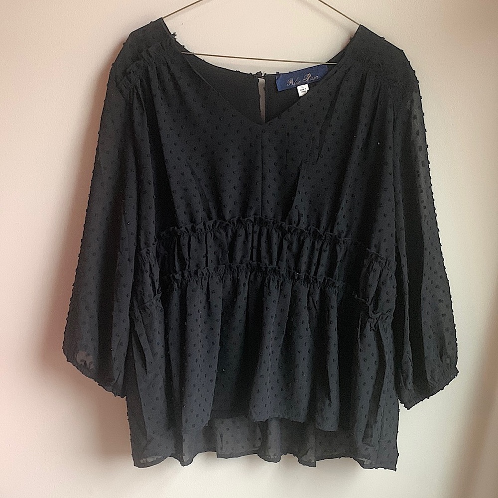Blue Rain Lovely black see through top with another black layer inside